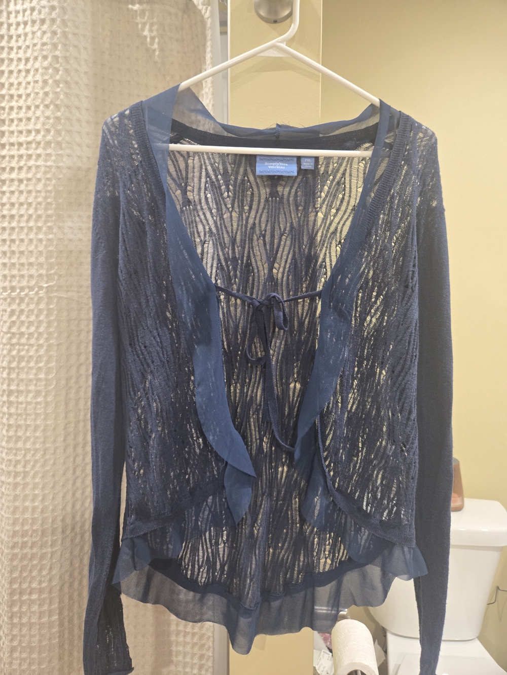 SimplyVera Vera Wang Y2K Style Lightweight Navy Blue Sheer Whimsical Cardigan